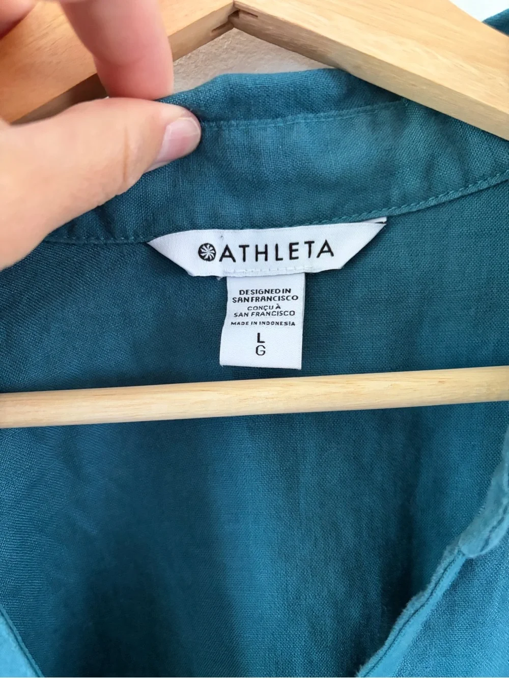 Athleta Playa Linen Tie True Wrap Short Sleeve Top In Borealis Green Size Large - Picture 4 of 14